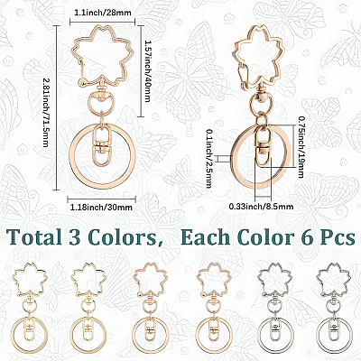 18Pcs 3 Colors Alloy Keychain Clasps KEYC-SC0001-73-1