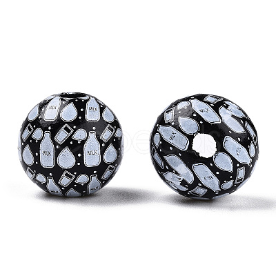 Printed Schima Wooden Beads WOOD-T021-108B-1