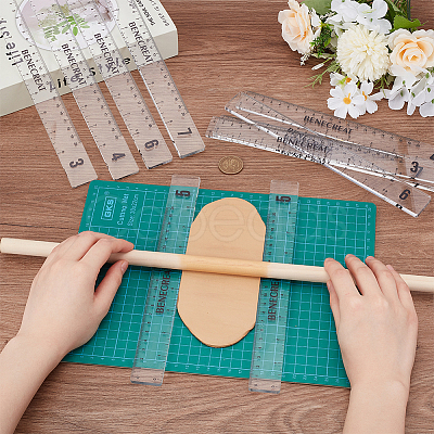 Rectangle Acrylic Rolling Mud Stick Guide Rule AJEW-WH0554-56-1