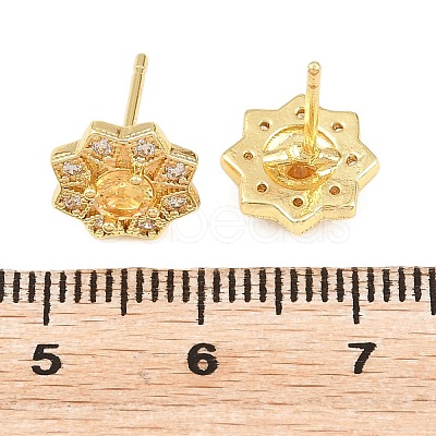 Brass Micro Pave Cubic Zirconia Stud Earrings for Women KK-A305-03G-01-1