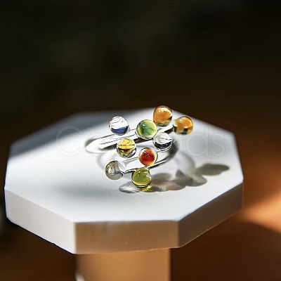 Handmade Lampwork Cuff Open Rings WG41426-01-1