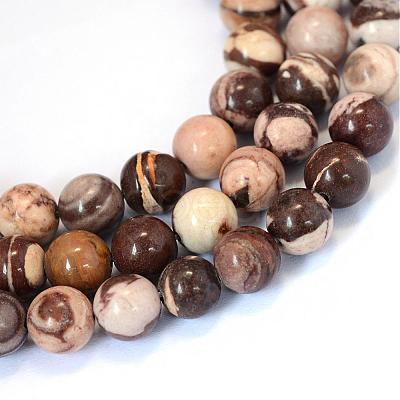 Natural Zebra Jasper Round Bead Strands G-E334-4mm-12-1