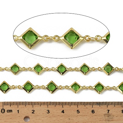 Brass Glass Rhombus Link Chains CHC-R001-05G-03-1