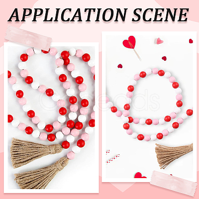 250Pcs 5  Colors Spray Painted Round Natural Schima Wood Beads WOOD-PA0001-73A-1