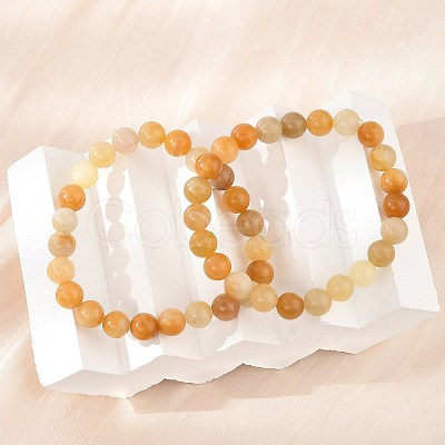 Natural Topaz Jade Beads Stretch Bracelets BJEW-F380-01-B07-1
