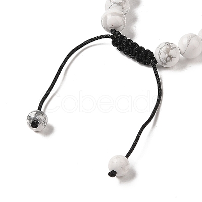 8mm Round Natural Howlite Braided Bead Bracelets BJEW-C067-01B-08-1