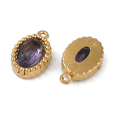 Ion Plating(IP) 304 Stainless Steel Micro Pave Cubic Zirconia Charms STAS-K256-19G-01-1