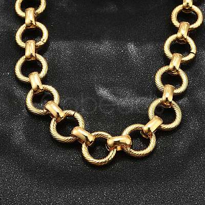 304 Stainless Steel Twisted Ring Link Chain Necklaces NJEW-R023-12G-1