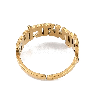 Ion Plating(IP) 304 Stainless Steel Constellation Open Cuff Ring for Women RJEW-C097-01G-01-1