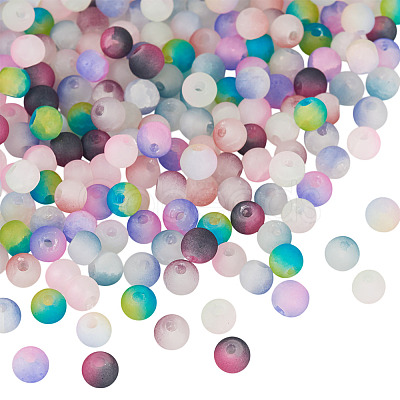 200Pcs 10 Colors Crackle Glass Beads Strands GLAA-TA0003-31D-1
