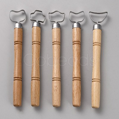 Wood & Stainless Steel Clay Pressed Molds Set TOOL-WH0052-33-1