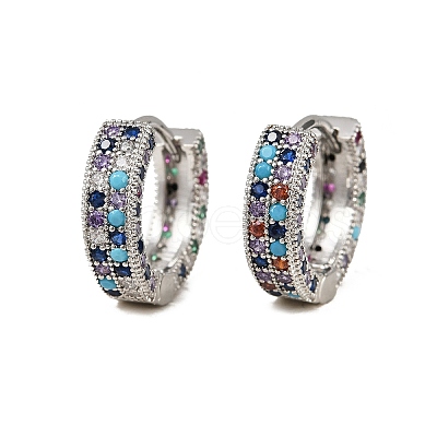 Brass Micro Pave Colorful Cubic Zirconia Hoop Earrings EJEW-S277-09P-B-1