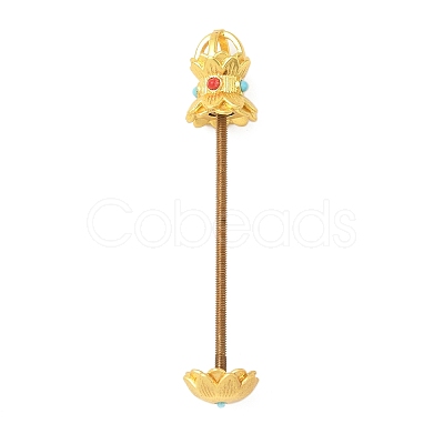 Lotus Shape Brass Screw Peg Bails KK-NH0008-06MG-1