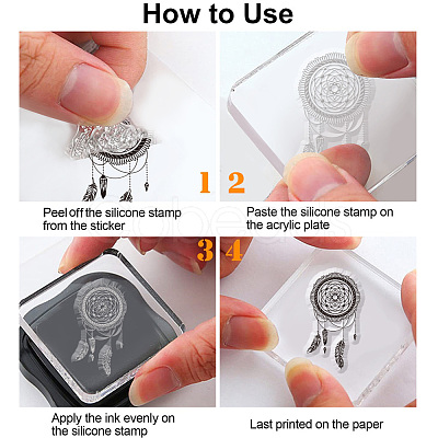 Boho Style Feather Plastic Clear Stamps DIY-WH0584-0002-1
