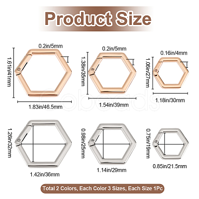 6Pcs 6 Styles Alloy Spring Gate Rings FIND-BBC0002-40-1