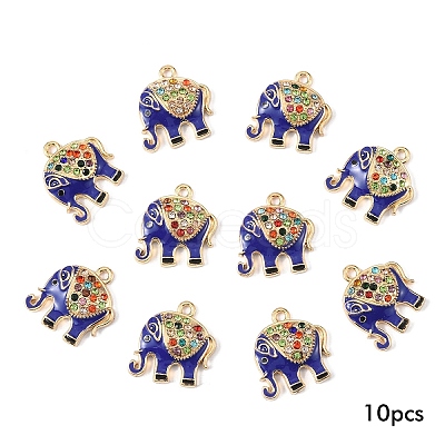 10Pcs Alloy Colorful Rhinestone and Enamel Pendants ENAM-YW0006-14B-1