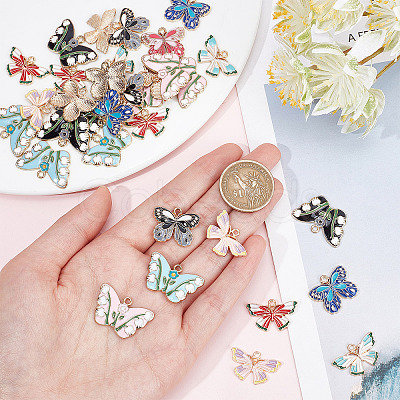 36Pcs 9 Style Alloy Enamel Pendants ENAM-SC0002-89-1
