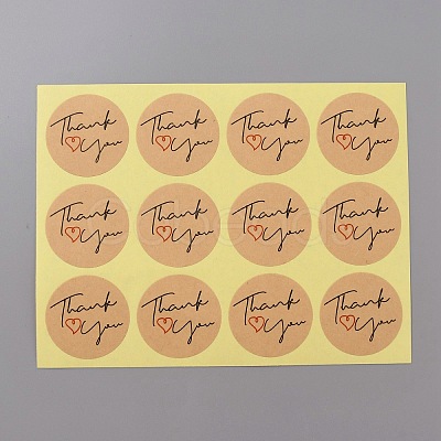 Round Dot Kraft Paper Adhesive Label Stickers STIC-WH0012-05C-1