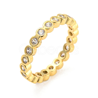 Rack Plating Brass Finger Ring with Cubic Zirconia RJEW-D014-01A-G-1