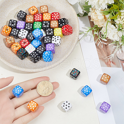 48Pcs Opaque Printed Acrylic Beads OACR-SC0002-92-1