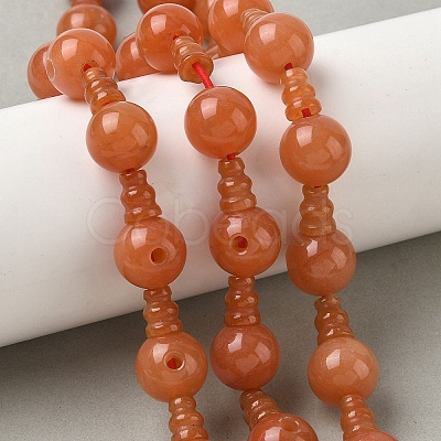 Natural Red Aventurine 3-Hole Guru Beads Strands G-H064-E11-01-1