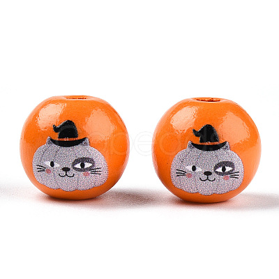 Halloween Theme Wood European Beads WOOD-N016-04K-1