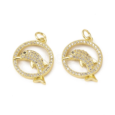 Brass Micro Pave Cubic Zirconia Pendants KK-E068-VB018-1