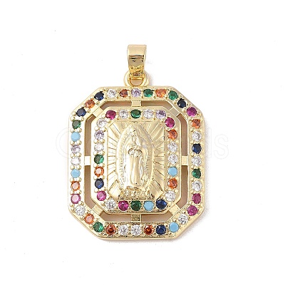 Brass Cubic Zirconia Pendants KK-Z050-32G-02-1