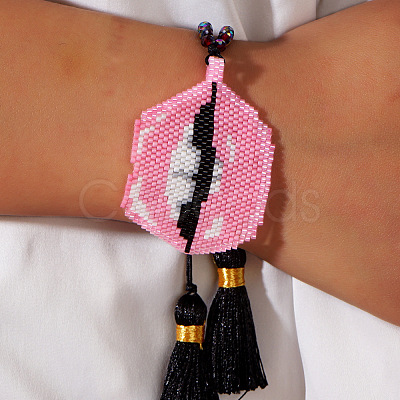 Bohemian Style Handmade Glass Seed Beaded Link Bracelets QQ7911-2-1