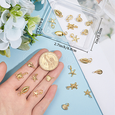 24Pcs 6 Styles Brass Pendants KK-BBC0014-37-1