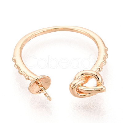 Twist Knot Brass Cuff Ring Settings KK-T076-38G-1