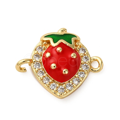 Brass Micro Pave Clear Cubic Zirconia Fruit Connector Charms KK-I276-15G-B01-1