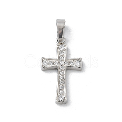 304 Stainless Steel Micro Pave Cubic Zirconia Pendants STAS-Z107-08P-09-1