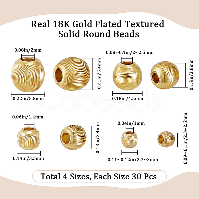 120Pcs 4 Style Brass Beads KK-BBC0012-36-1