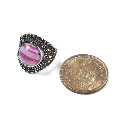 Natural Banded Agate Adjustable Rings RJEW-I108-03AS-13-1