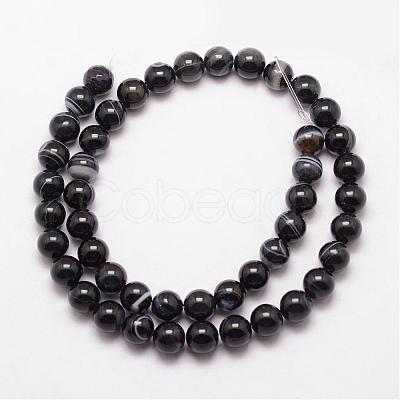 Natural Black Agate Bead Strands G-K166-13-8mm-05-1