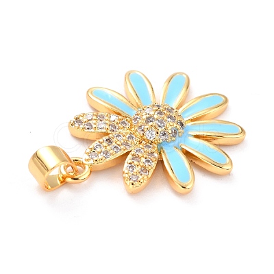 Real 18K Gold Plated Brass Micro Pave Cubic Zirconia Pendants ZIRC-L100-087G-05-1