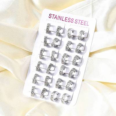 304 Stainless Steel Hoop Earrings EJEW-L302-03B-P-1