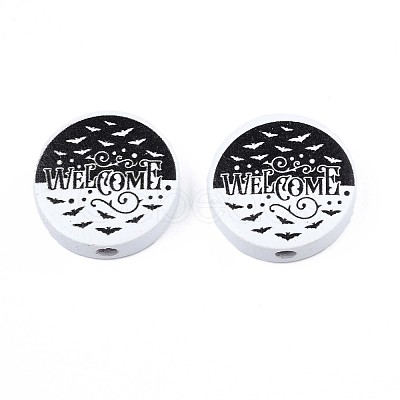 Halloween Printed Natural Wood Beads WOOD-T021-78-1