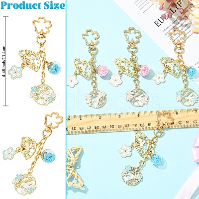 Flower Alloy Enamel & Glass Pendant Decorations HJEW-YW00200-01-1