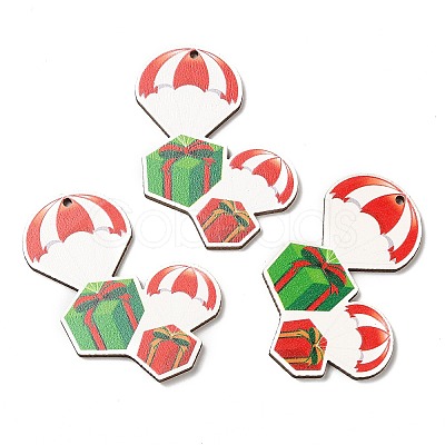 Single Face Christmas Printed Wood Big Pendants WOOD-D025-14-1