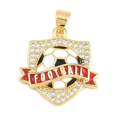 Football Brass Micro Pave Cubic Zirconia Pendants KK-A297-09J-G-1