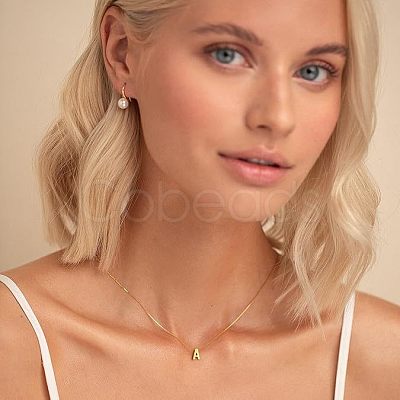 304 Stainless Steel Initial Pendant with Brass Box Chain Necklaces for Women FS-WG8229D-01-1