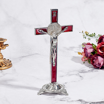 Alloy Enamel Saint Benedict Crucifix Display Decorations AJEW-WH0752-416B-1