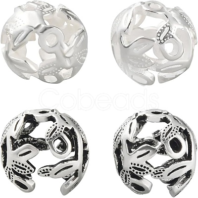 4Pcs 2 Colors 925 Sterling Silver Bead Caps STER-BC0002-34-1