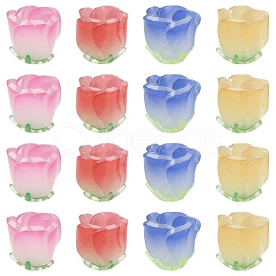 16Pcs 4 Colors Gradient Color Opaque Acrylic Beads MACR-CJ0002-32-1