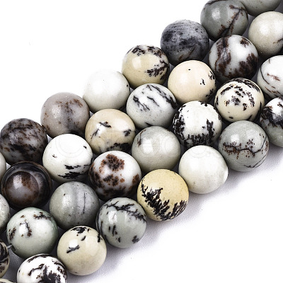 Natural Dendritic Jasper Beads Strands X-G-T129-17-1