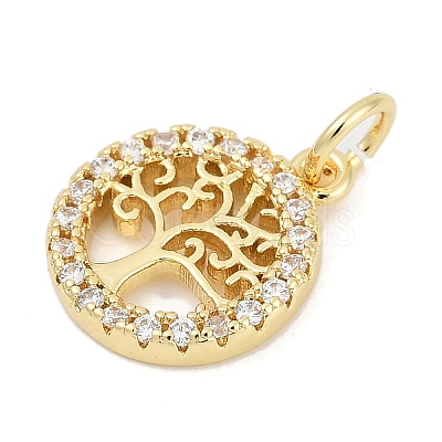 Brass Micro Pave Clear Cubic Zirconia Charms KK-G522-46G-1