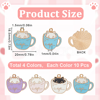 40Pcs 4 Colors Alloy Enamel Pendants ENAM-SC0005-92-1