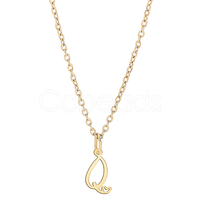 1pc 304 Stainless Steel Letter Pendant Necklaces NJEW-LP0001-39Q-G-1